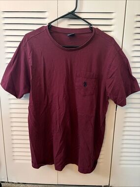 U.S. Polo Assn. Men's Short Sleeve Pocket Tee in Burgundy